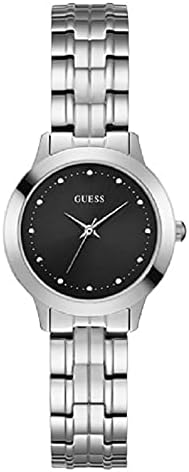 GUESS Women Quartz Watch with Stainless Steel Strap, Silver, 14 (Model: U0989L9)