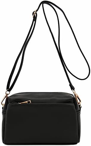 FashionPuzzle Triple Zip Small Crossbody Bag
