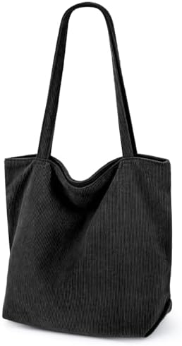 Iioscre Corduroy Tote Bag for Women,Hobo HandBags with Zipper,Large Capacity Casual Shoulder Handbags with Inner Pockets
