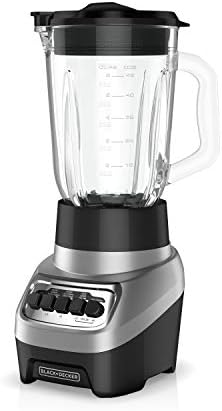 BLACK+DECKER PowerCrush Countertop Blender, 6-Cup Glass Jar, For Smoothies and More, Stainless Steel Blade, 4 Speed Settings to Puree, Crush Ice, Chop, Dice, and Pulse, Dishwasher Safe, 700W Motor
