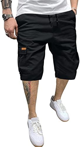 JMIERR Mens Casual Twill Cargo Shorts Cotton Drawstring Classic Cargo Stretch Short with 6 Pockets