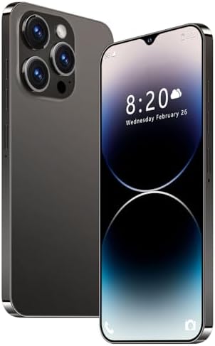 A14ProMax Unlocked Cell Phones 5G Smartphone,Android 13 Cell Phones Snapdragon 8Gen2 6.8" HD Screen 13MP+50MP 6800mAh Support Dual SIM Fingerprint Lock GPS Face ID (6GB+128GB, Black)