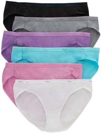 Hanes Women's Bikini Underwear Pack, Moisture-wicking Cotton Bikini Panties, 6-pack (Colors May Vary)