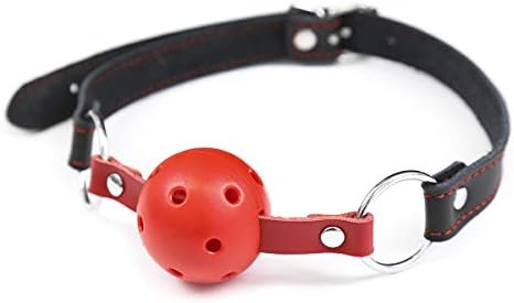 Red Ball Mouth Plug Harness Gag，Fun Products,BDSM, Fun Mouth Shackles, Flirting Adult Toys, Black Leather Hollowed Out Mouth Balls, Women's Utensils