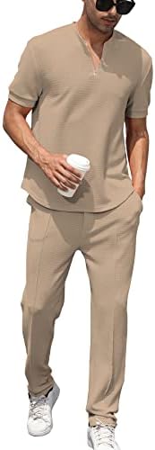 FZNHQL Fashion Men's Tracksuits 2 Piece Casual Athletic Jogging Outfits Short/Long Sleeve Track Suits for Men Set