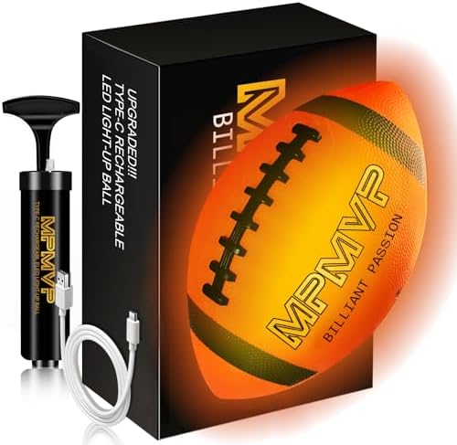 Light Up Football Boys Gifts: Rechargeable Glow Football Led Size 6 Teenage Kids Toys 8 9 10 11 12 Year Old Boy Gift Ideas Sports Outdoor Stuff Cool Youth Night Ball Games Birthday Presents Ages 8-12