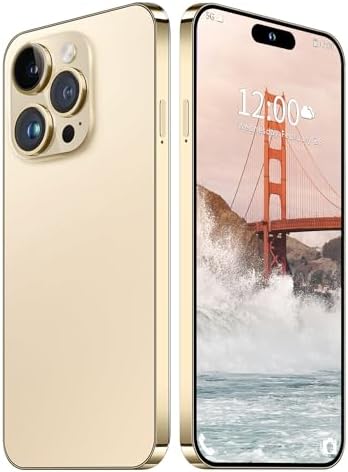 15 ProMax Smartphone, 6+256GB Unlocked Phone, Android 13.0, 48+108MP Zoom Camera, Mobile Phone with Build-in Pen,Long Battery Life 6800mAh, Dual SIM, 6.7“ HD Screen,5G/4G Phone (Gold)