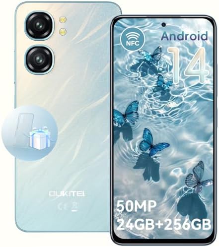 OUKITEL C58 Pro Unlocked Cell Phone - Android 14 Mobile Phone with 24(6+18) GB +256GB/1TB TF Expand, 6.7" HD+ Screen 90Hz 5150mAh Battery 50MP Main Camera Smartphones, NFC/T-Mobile/OTG/Dual SIM 2025