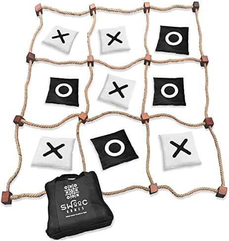 SWOOC Games - Giant Tic Tac Toe Outdoor Game | 3ft x 3ft | Instant Setup, No Assembly | Bean Bag Toss Outdoor Games for Kids 8-12 | Giant Yard Games for Adults | Giant Lawn Games | Backyard Games