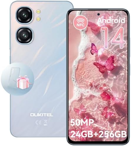 OUKITEL C58 Pro Unlocked Cell Phone - Android 14 Mobile Phone with 24(6+18) GB +256GB/1TB TF Expand, 6.7" HD+ Screen 90Hz 50MP Main Camera 5150mAh Battery Smartphones, OTG/Dual SIM/NFC/T-Mobile