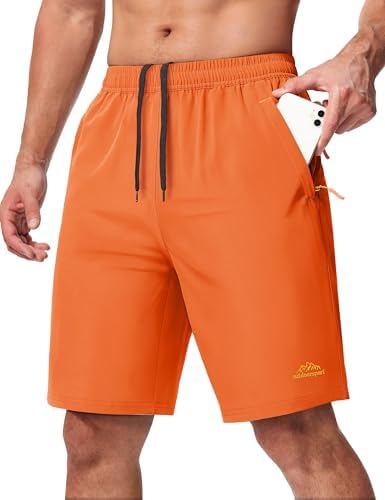 MAGCOMSEN Men's Hiking Shorts 9" Quick Dry Lightweight Running Shorts with Zipper Pockets for Running Athletic Sport