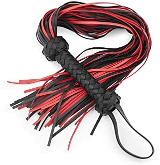 Sex Whip Red 30", Faux Leather Floggers Adult Play, BDSM Whip SM Spanking Paddle for Bedroom Sex Adventures
