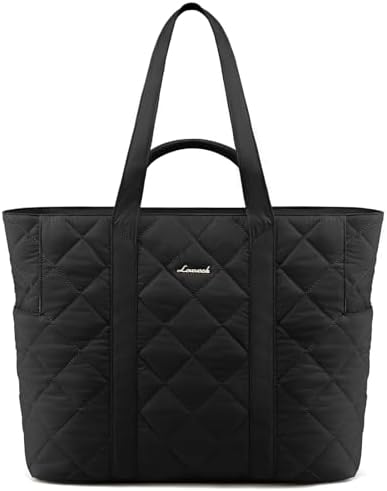 LOVEVOOK Laptop Tote Bag for Women, Large Puffer Work Tote Bag with Zipper, Quilted Lightweight Travel Tote Bag