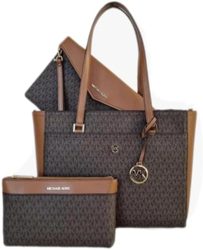 Michael Michael Kors Womens Maisie 3 In 1 Large Top Zip Tote Crossbody Pouch Wristlet MK Signature