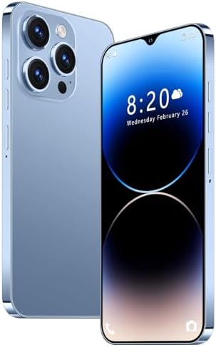 A14ProMax Unlocked Cell Phones 5G Smartphone,Android 13 Cell Phones Snapdragon 8Gen2 6.8" HD Screen 13MP+50MP 6800mAh Support Dual SIM Fingerprint Lock GPS Face ID (8GB+256GB, Blue)