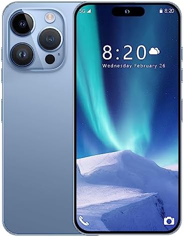 A14 Pro Max 5G Unlocked Smartphone,6GB+256GB, for Android 13, 6.8" FHD Unlocked Cell Phone, 6800mAh, Battery Fast Charging,48MP+108MP Dual Camera/Dual SIM/Face ID 5G Phone (Blue)