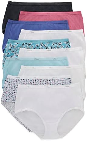 Hanes Women's Cotton Brief Value Pack, 10-Pack, Assorted Brief Underwear (Colors May Vary)