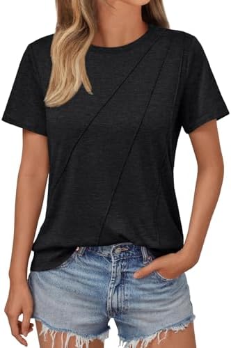 AUTOMET Womens Tshirts Short Sleeve Shirts Casual Summer Tops Dressy Crewneck Fashion Spring Clothes 2025