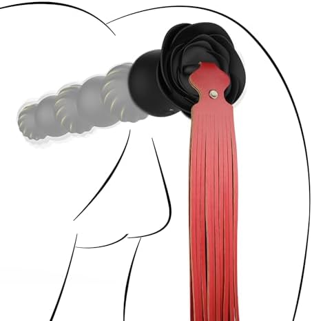 Unique Experience! Anal Beads Vibrator, Anal Butt Plug with Premium Soft Leather Silicone BDSM Female Domination Adult Sex Toys, Vibrator Beads Whip 2 in 1 for Mutual Pleasure Women Couple