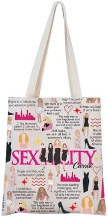 MNIGIU Sex City TV Series Inspired Gift Carrie Tote Bag Carrie Fans Gift Romantic Comedies TV Series Lover Gift