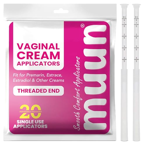 20 Packs Disposable Vaginal Cream Applicators: Dosage Markings & Threaded End - Fits Premarin, Preseed and Most OTC Gels & Creams - Individually Wrapped & Hygienic, Vaginal Moisturizer