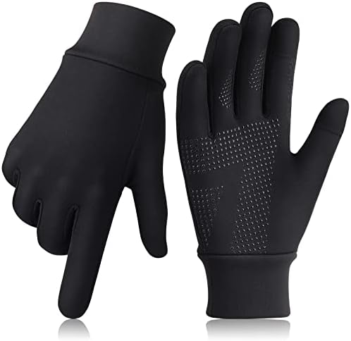 Running Gloves Touchscreen Anti-Slip Gloves Lightweight Fleece Sports Gloves Warm Windproof Winter Glove Liner for Men and Women Outdoor