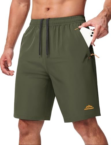 MAGCOMSEN Men's Hiking Shorts 9" Quick Dry Lightweight Running Shorts with Zipper Pockets for Running Athletic Sport