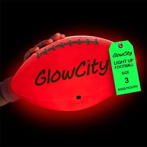 GlowCity Glow in The Dark Football - Light Up LED Ball - Perfect for Evening Play, Camping, and Beach Fun!