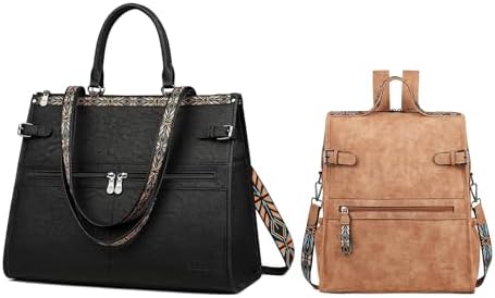 FADEON Laptop Bag and Leather Laptop Backpack for Women