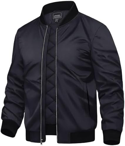 TACVASEN Men's Bomber Jackets Thermal Quilted Jacket Water Resistant Warm Winter Coats