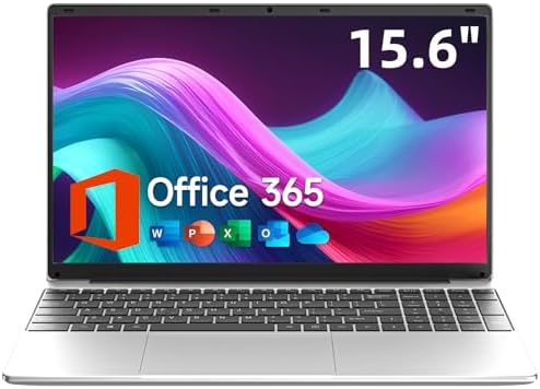 15.6 Inch Laptop with Office 365, 4GB RAM, 128GB Storage Expandable 1TB, 5205U Processor, HD Display, Windows 11 Laptops Computer, Wi-Fi 5, BT4.2, Numpad, Type-C, for Business and Students.
