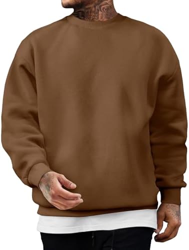 JMIERR Men's Casual Long Sleeves Crewneck Sweatshirts Cotton Pullover Sweatshirt for Men