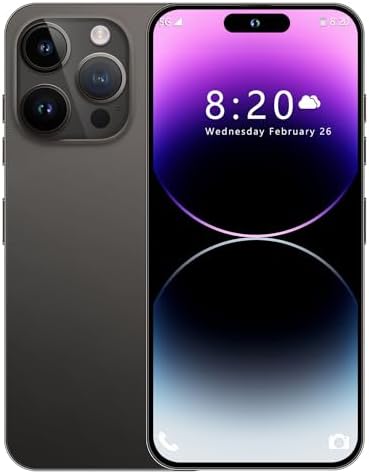 I14 Pro Max Unlocked Cell Phone,Long Battery Life 6.82" HD Screen Unlocked Phones,Android13 6+256GB Smartphone with 128G Memory Card,Dual SIM/Fingerprint Lock/Face ID/GPS (Black)