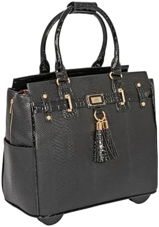 JKM & Company Rolling Laptop Bag for Women | Designer Wheeled Briefcase | Fits 13-17" Laptops | Office Travel Computer Case (Barrington)