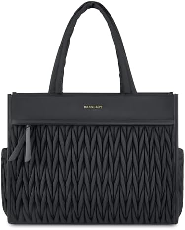 BAGSMART Tote Bag for Women, Large Shoulder HandBags with Zipper, Black Purses and Top Handles for Travel, Work