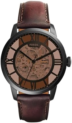 Fossil Men's Townsman Automatic Stainless Steel and Leather Two-Hand Skeleton Watch