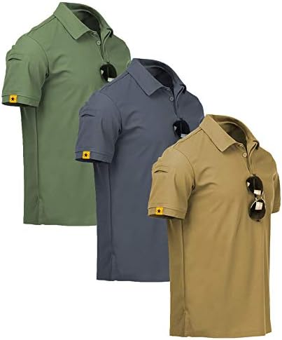 ZITY 3 Pack Mens Polo Shirt Short Sleeve Sports Performance Business Casual Golf Shirts for Men Collared Tactical T-Shirts