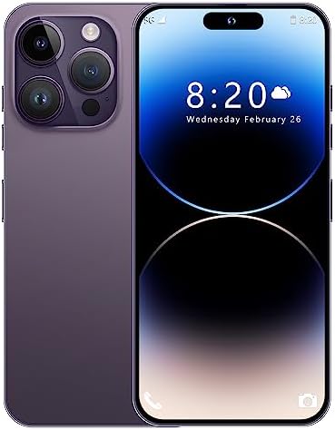 A14 Pro Max 5G Unlocked Smartphone,6GB+256GB, for Android 13, 6.8" FHD Unlocked Cell Phone, 6800mAh, Battery Fast Charging,48MP+108MP Dual Camera/Dual SIM/Face ID 5G Phone (Purple)