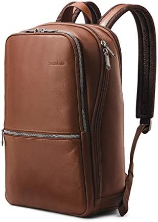 Samsonite Classic Leather Slim Backpack, Cognac , One Size