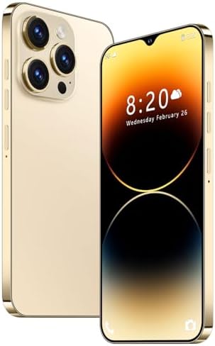 A14ProMax Unlocked Cell Phones 5G Smartphone,Android 13 Cell Phones Snapdragon 8Gen2 6.8" HD Screen 13MP+50MP 6800mAh Support Dual SIM Fingerprint Lock GPS Face ID (6GB+128GB, Gold)