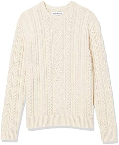 Amazon Essentials Men's Long-Sleeve 100% Cotton Fisherman Cable Crewneck Sweater