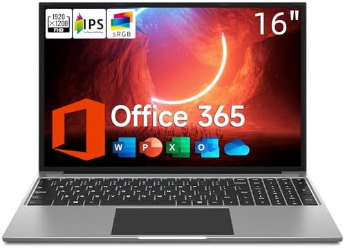 jumper Laptop, 16 Inch FHD IPS 1200p Screen, 5305U Processor, Office 365 1-Year Subscription, 4GB RAM 128GB Storage, Windows 11 Computer with Stereo Speakers, HDMI, 1TB SSD Slot Expansion.