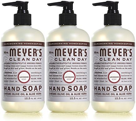 Mrs. Meyer's Hand Soap, Made with Essential Oils, Biodegradable Formula, Lavender, 12.5 fl. oz - Pack of 3