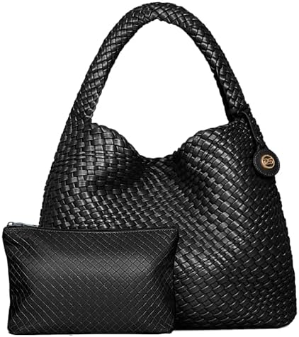 PS PETITE SIMONE Large Woven Tote Bag for Women Woven Purse Leather Handbags Braided Purse Weave Purse with Top Handle