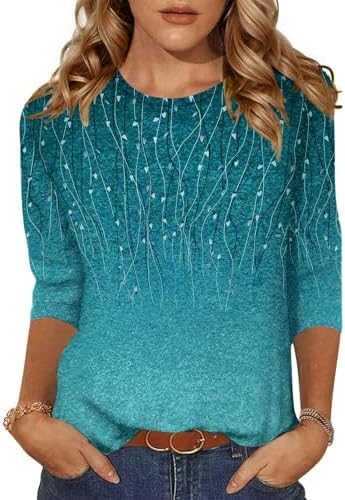 Zeagoo Women's Casual 3/4 Sleeve T-Shirts Round Neck Cute Tunic Tops Basic Tees Blouses Business Work Tee Top