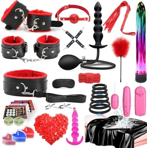 31Pcs Vibrator Silicone Anal Plug Sex Toys for Butt plug, BDSM Restraints Kit Sex Toys SM Accessories Large 01
