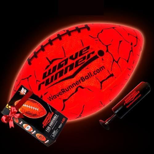 Wave Runner LED Light-Up Football - Glow in The Dark Football Games- Size 10.35 in. with Pump and Batteries Included | Perfect Football Game Gifts for Teen Boys Ages 7-15 Football Fans & Players