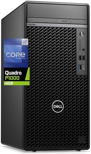 Dell 7010 Plus Optiplex Desktop Computer, Intel i9-12900K, 64GB RAM, 2TB NVMe PCIe SSD, Nvidia Quadro P1000 4GB Graphics, 4 x Mini-DisplayPort, HDMI, Wi-Fi, BT, USB C, Windows 11 Pro, Black Tower