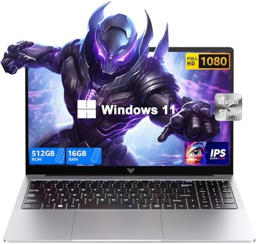 2025 Laptop, Laptop Computer with Intel Quad-Core Processor(Up to 3.6GHz), 16GB DDR4 512GB SSD, Windows 11 Gaming Laptop, 15.6" IPS 1080P, Metal Shell, USB3.2, Long Battery Life