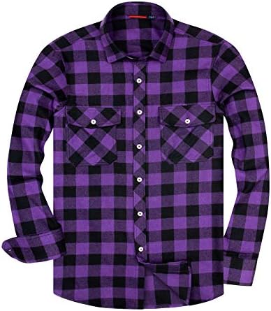 Alimens & Gentle Men's Button Down Regular Fit Long Sleeve Plaid Flannel Casual Shirts